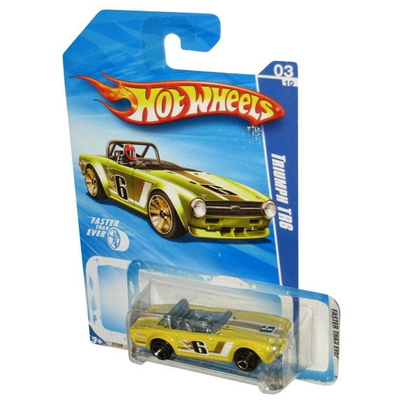 Hot Wheels Faster Than Ever '10 Yellow Triumph TR6 Toy Car 131/240 - (Plastic Loose From Card)