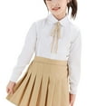 thumbnail image 2 of ZACPNCV Uniform Shirts for Girls Ruffle Princess Lace Collar Long Sleeve Button Down Bowknot Blouse Khaki 6-8 Years, 2 of 5