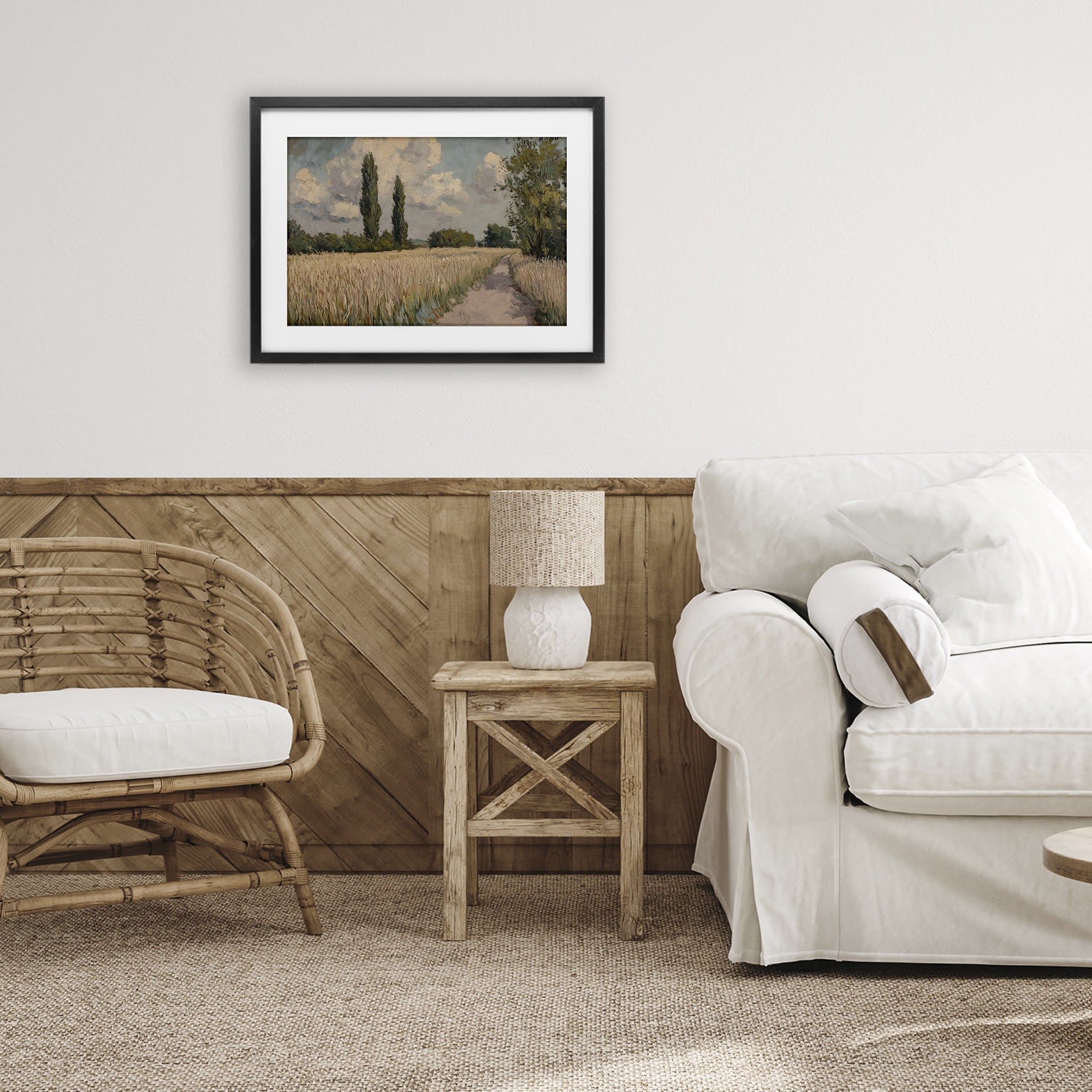 Stupell Industries Summer Path Between Poplars Black Framed Print Under Glass, design by Petal Prints Design