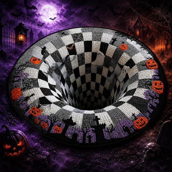 3D Halloween Rugs, 2027 New 3D Rugs Optical Illusion,C:15IN | Halloween Rug with Spooky Depth Design Crystal Velvet Soft & Durable Fabric Non-slip