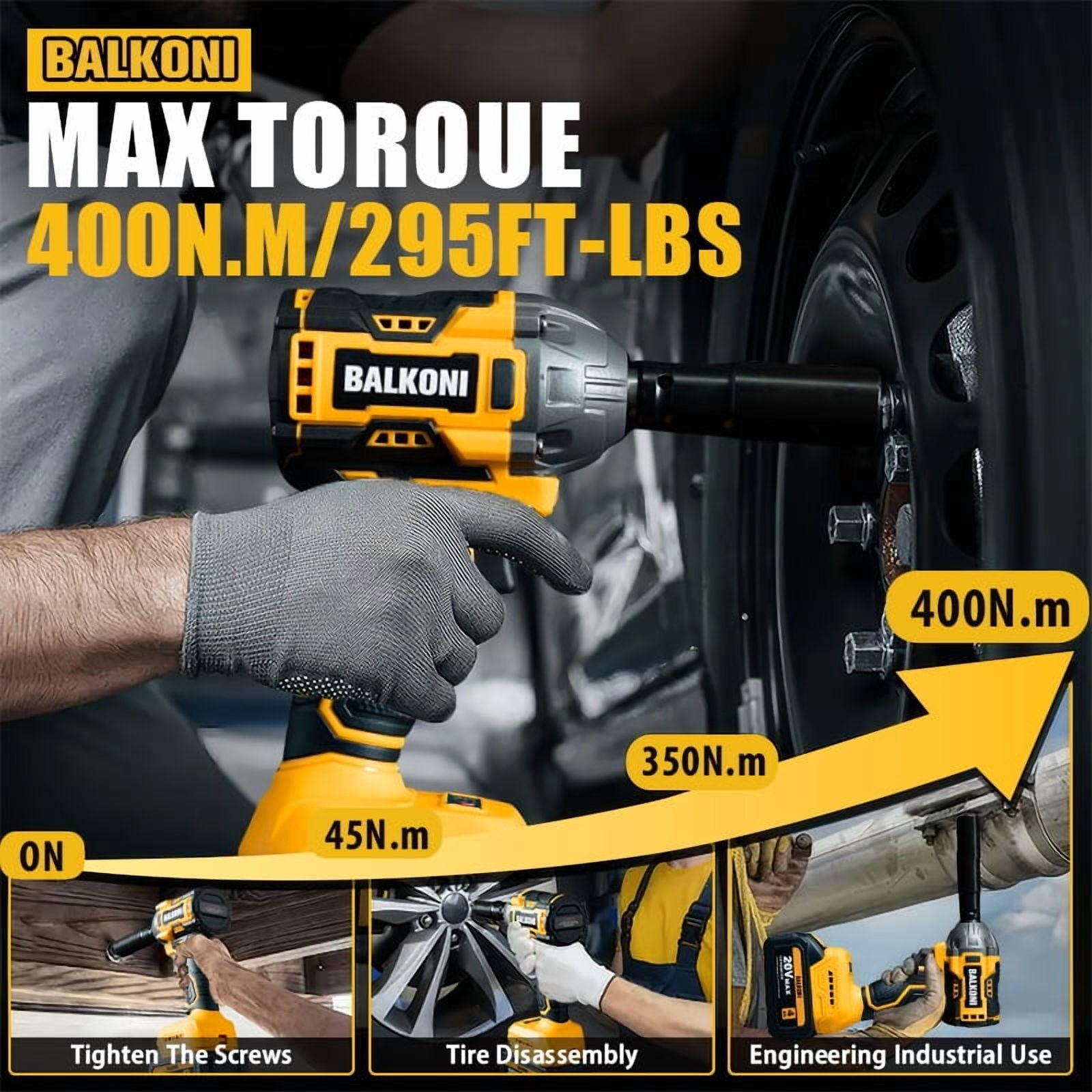 20V Electric Wrench, Cordless Impact Wrench, Impact Driver, 400N.m Max High Torque Wrench Socket Set, 2300rpm Speed, 4.0Ah Li-ion Battery (1 Or 2), 7Pcs Driver Sockets, Fast Charger, Led Light, Tool