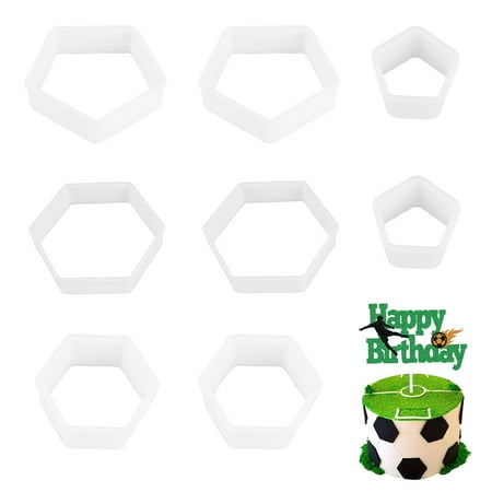 8 Pcs Soccer Ball Hexagon Cookie Cutter - 4 Sizes Geometric Biscuit Cutters Pattern Cake Topper Soccer Cookie Cutter Set for Baking Cake Decorations