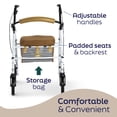 thumbnail image 4 of Andador plegable de acero Medline con protección Microban*, ruedas de 20 cm, asiento cómodo, capacidad de peso de 136 kg, color blanco, 4 of 5