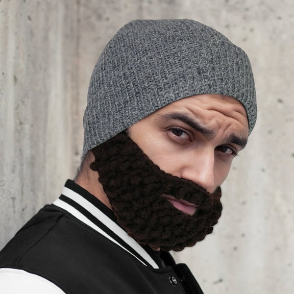 Fankiway Beard Hat, Knitted Yarn Hip-hop Funny Big Beard Mask, Adult Hat Beard Hat, Cool Gift for Men