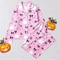 thumbnail image 2 of CONZONE Halloween Big Girls Pajamas Graphic Pjs Set Hallowmas Jammies Long Sleeve Button Down Shirts Pants 2 Piece Sleepwear Loungewear for Kids, 2 of 7