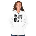 thumbnail image 4 of My Blood Type Coffee Caffeine Addict Zip Hoodie Sweatshirt Women Brisco Brands S, 4 of 6