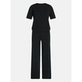 thumbnail image 4 of Time and Tru Women's Jersey Short Sleeve Top and Sweater Pants Set, 2-Piece, Sizes XS-3XL, 4 of 4