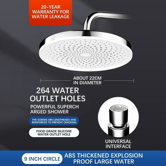 AuroraX Rainfall Shower Head,High Pressure Adjustable Spray Showerhead 374 Anti-clog Nozzle Power Wash Reduce Dry Itchy Skin Simple Installation