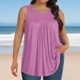 thumbnail image 2 of Bovxnpu Womens Plus Size Tops, Plus Size Tank Tops for Women Summer Sleeveless Crew Neck T-Shirts Tops Pleated Casual Tees Tunics Shirts L, 2 of 6