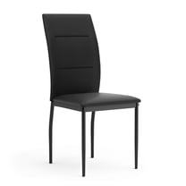 JERFIT Modern Upholstered Dining Chairs Set of 2, Black PU Leather Side Chairs with Metal Legs for Kitchen Dining Room