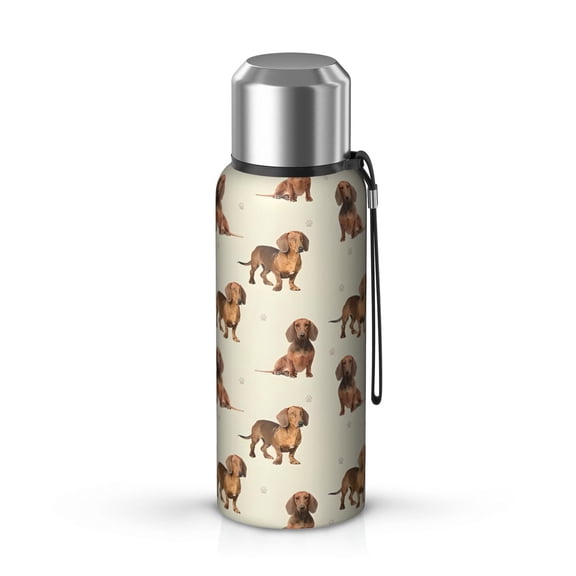 20 Oz Dachshund Footprint Coffee Tumbler Double Wall Insulated Stainless Steel Water Bottle | Metal Reusable Thermoses Flask with Cup Cap | Leak & Sweat Proof with Anti-Dust Lid
