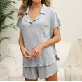 thumbnail image 5 of Richie House Women's Short Sleeve Pocket Sleepwear 2 Piece Pajama Knit Set Pj Lounge S-L RHW2914-A-L, 5 of 6