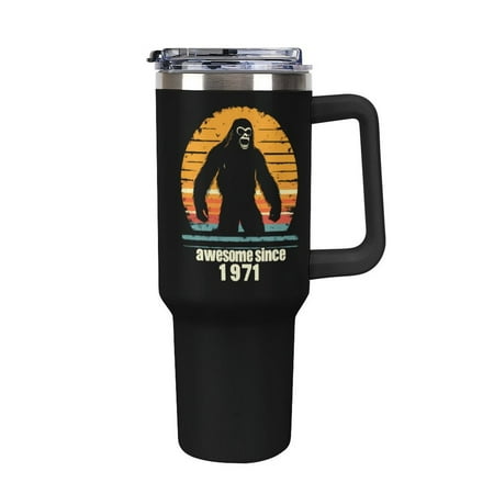 

Bigfoot Sasquatch Birthday Tumbler with Handle and Straw 40 oz Stainless Steel Leakproof Travel Coffee Mug Car Cup Vacuum Water Bottle 40oz