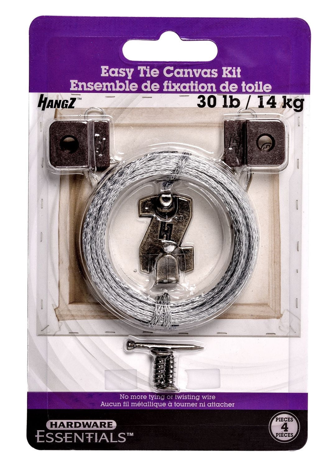 Hardware Essentials Hangz Easy Tie Canvas 1 Hole D Ring Kit