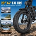 thumbnail image 5 of 750W Electric Mountain Bike for Adults, 1500W Peak Motor, 20 MPH 20" x 4" Fat Tire E-Bike, 48V 18Ah Removable Battery, Up to 45 Miles, Full Suspension, 7-Speed, 2-Seater, UL2849 Certified, 5 of 10