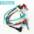 thumbnail image 1 of Colorful Guitar Effect Pedal Cables Instrument Audio Leads Patch Cord 21cm Length 1/4 Inch Right Angle TS Plug 6pcs/pack, 1 of 7