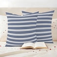 thumbnail image 3 of Navy Blue Striped Outdoor Waterproof Pillow Covers, Farmhouse Striped Geometric Art Decorative Square Throw Pillowcase Sofa Cushion Sham for Patio/Couch/Chair, 20"x20" 2 Pack, 3 of 8