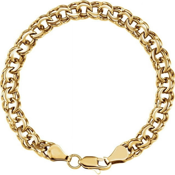 14K Yellow Gold 7mm Solid Charm 7" Bracelet