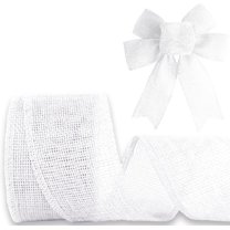 Burlap Wired Ribbon, 1 1/2 inch 10 Yard Jute Ribbon for Decoration Bows Tree Toppers Ribbons Craft Gift Wrapping Wreath Sewing, for Winter Christmas Wreath Decor