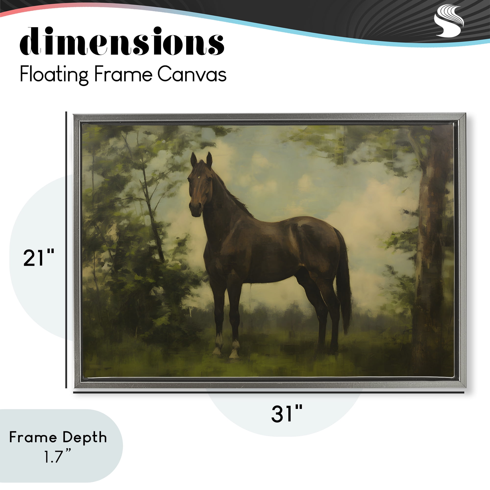 Stupell Industries Forest Horse Portrait Gray Framed Floater Canvas Wall Art, design by Petal Prints Design