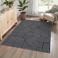 thumbnail image 2 of 5'x7' Modern Black Area Rug, Washable Stain-Resistant Non-Slip Throw Carpet for Bedroom, Living Room, 2 of 8