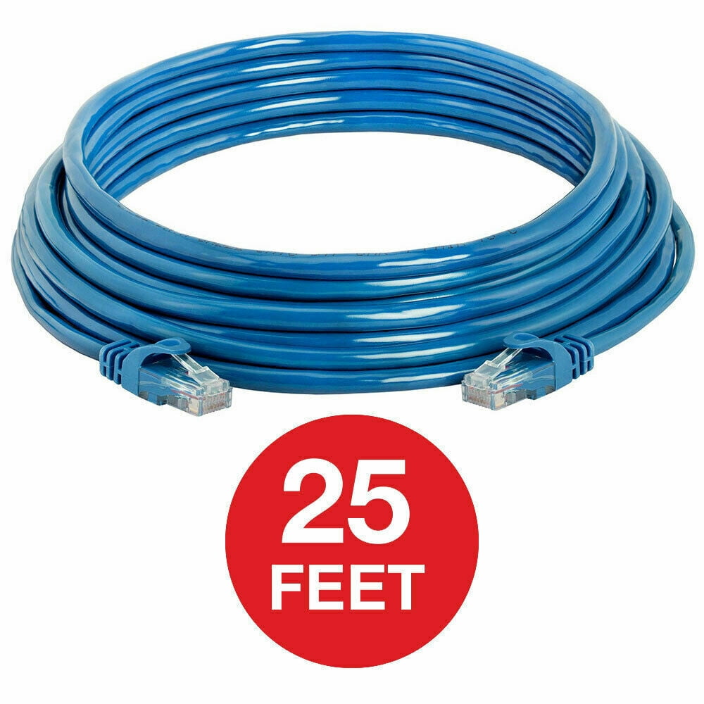 CAT 6 Ethernet Cable Lan Network CAT6 Internet Modem Blue RJ45 Patch Cord - 25 FT