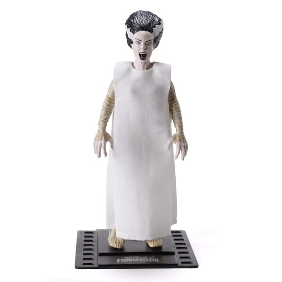 The Noble Collection Bride of Frankenstein, Universal Monsters 7-Inch BendyFig, Great Gift for Classic Horror Fans, Ages 7