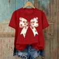 thumbnail image 6 of ICHUANYI Valentine's Prints Bow Shirt for Women Graphic Tees Short Sleeve Tee Top Round Neck Short Sleeved T-shirt Top, 6 of 6