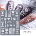 thumbnail image 5 of Snowflake Nail Art Sticker Decals 5D Embossed Christmas French White Snowflake Self-adhesive Nail Art Decoration Accessories Snowflakes Lace Lattice Elk Classic Winter Design, 4 Sheets, 5 of 7