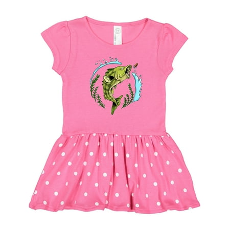 

Inktastic Leaping Bass Fish- Fishing Illustration Gift Toddler Girl Dress