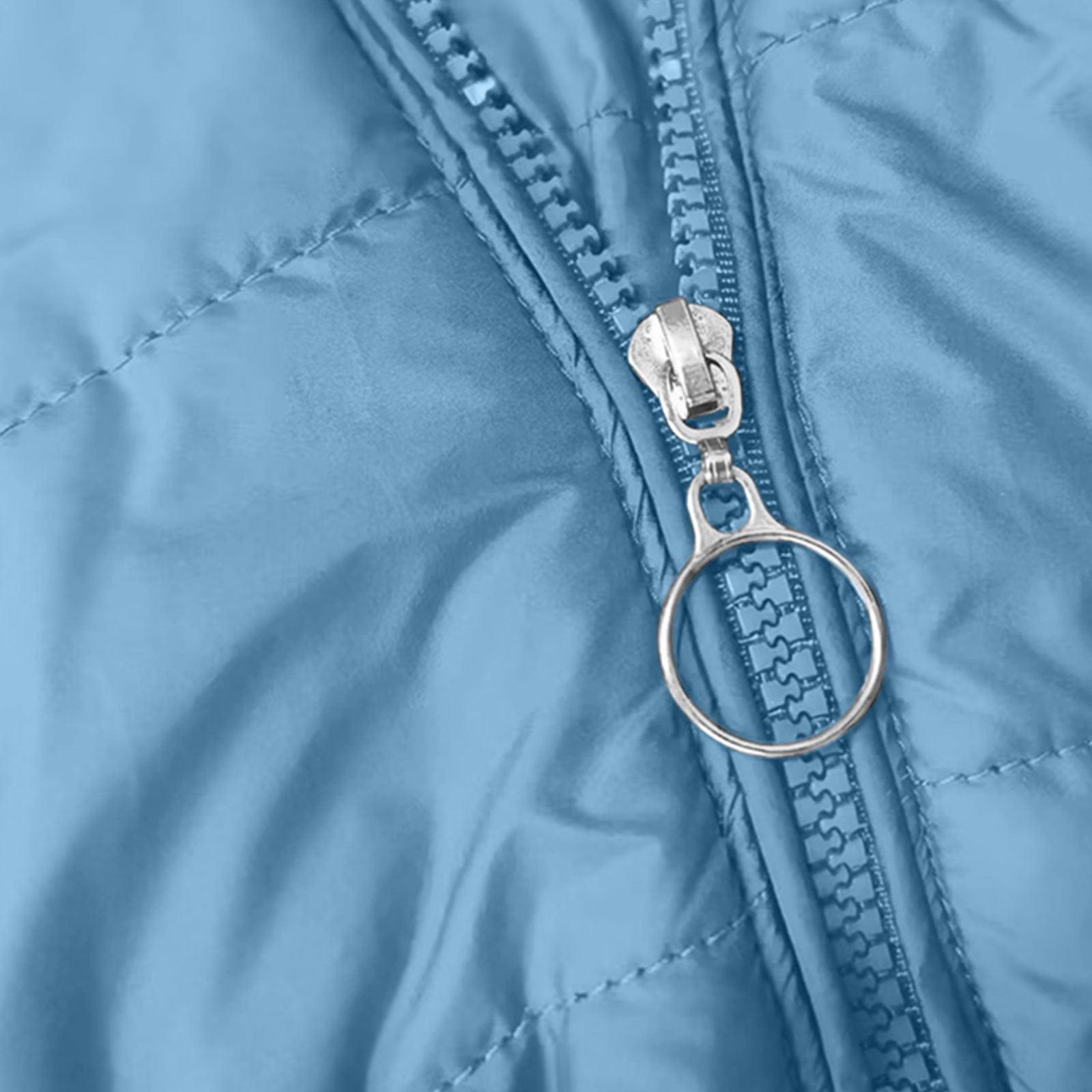 VINUSLI Women Puffer Coat Full Zip Quilted Hoodie Jackets Fleece Lined Warm Plus Size Parka Coat​ Blue,XXL