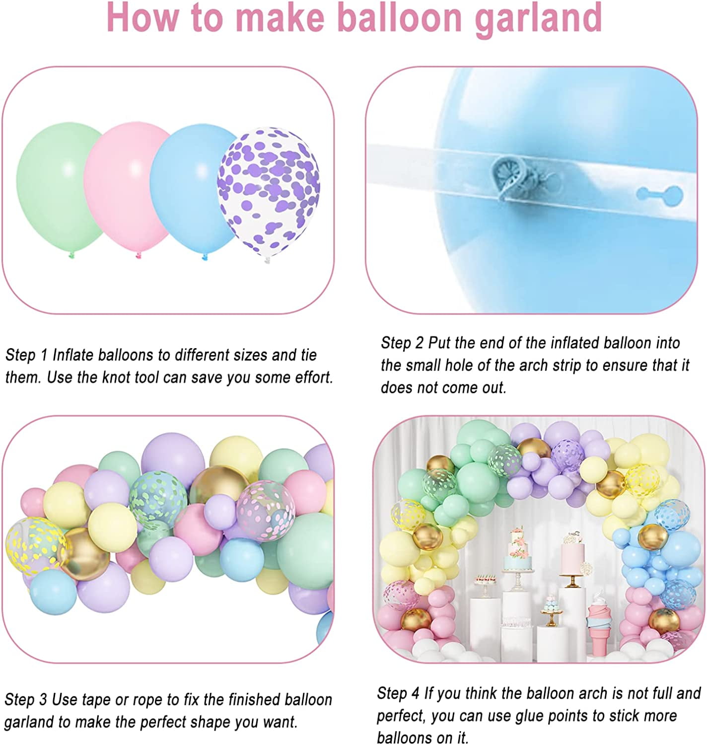 16-Foot DIY Pastel Rainbow Balloon Arch and Garland Kit — Shimmer