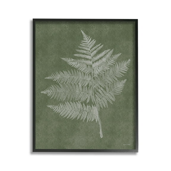 Stupell Industries Asymmetrical Fern Plant Botanical & Floral Painting Black Framed Art Print Wall Art, 11 x 14