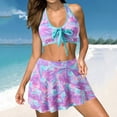 thumbnail image 3 of Traje de baño de dos piezas con tiras en la espalda y estampado conservador para mujer Traje de baño OAVQHLG3B Store  lin121212, 3 of 3