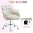 thumbnail image 3 of CoSoTower Fluffy Unicorn Office Chair with Mid-Back and Armrest Support, 5 Star Swivel Wheel White Base, Rainbow, 3 of 7