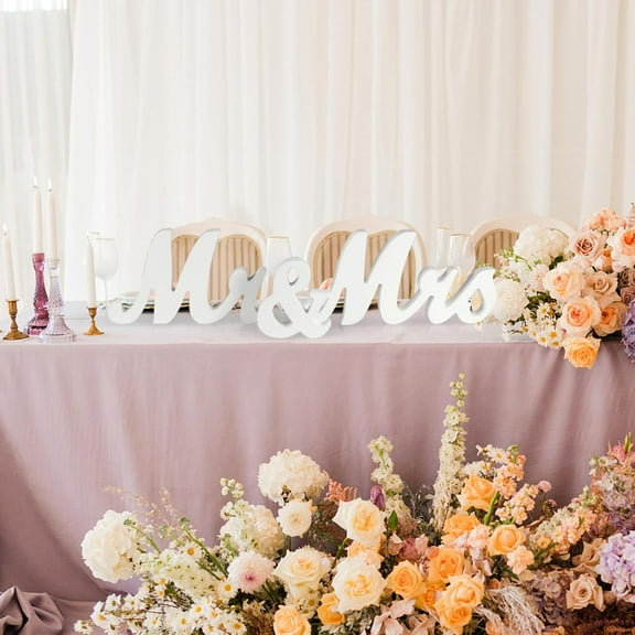 HOBLOC Wooden Mr and Mrs Sign, Wooden Freestanding Letters Wedding Table Decorations, Mr & Mrs Sign for Sweetheart Table Decor for Table Centerpiece