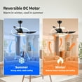 thumbnail image 4 of Noaman 42" Smart Ceiling Fan with Lights, Remote & Voice Control via Alexa/Google, Silent DC Motor, 6-Speed, Dimmable Color-Changing LED, Indoor/Outdoor Use, Black, 4 of 7