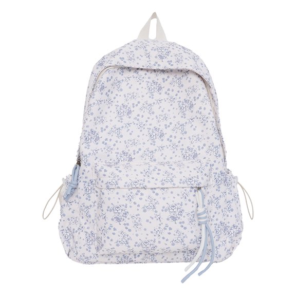 HUISZJ Multi-Pockets School Backpack, Large Capacity School Bag, Floral Printed Bookbag for Students College Travel, Style 1