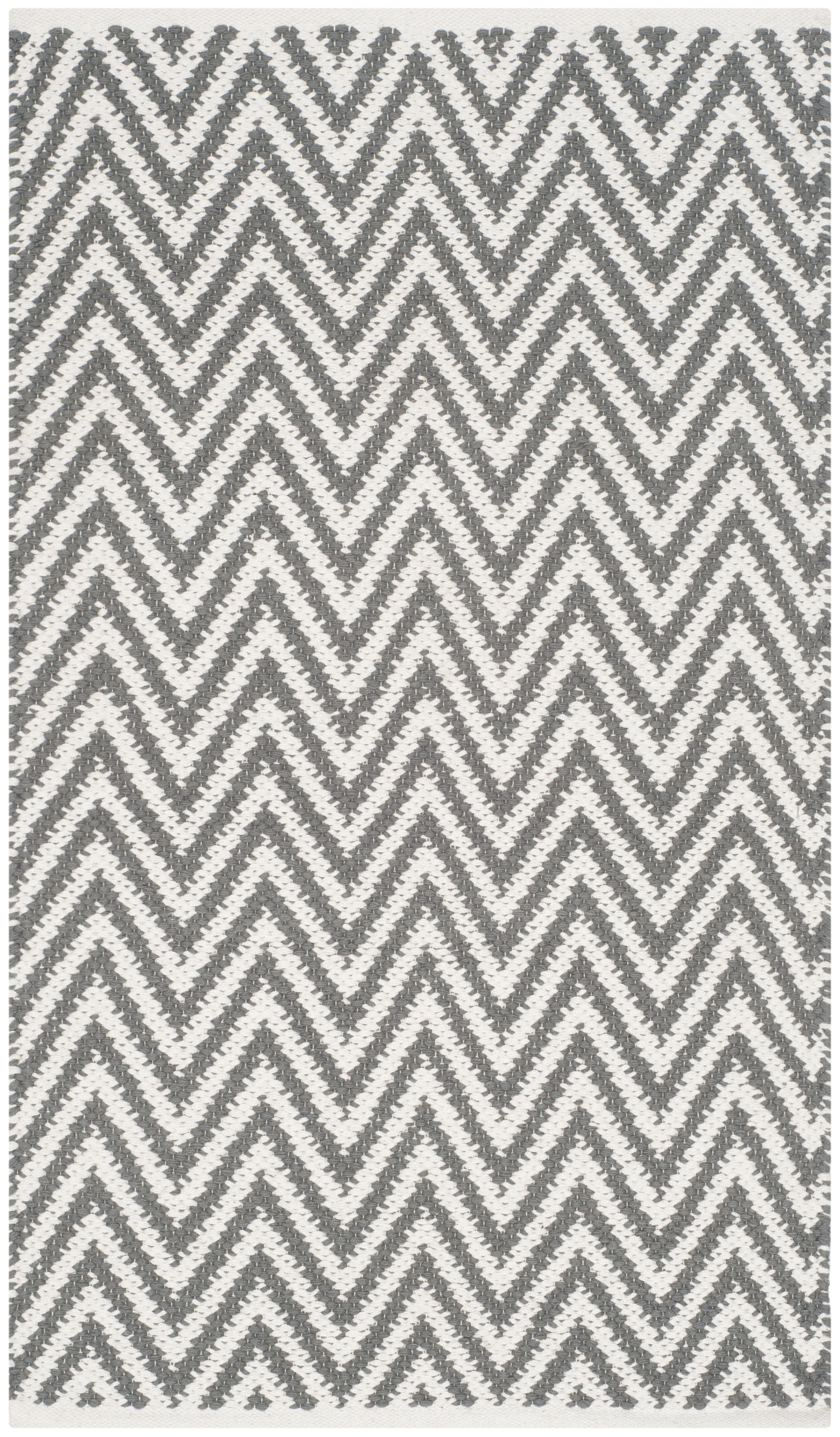 SAFAVIEH Montauk Siomha Chevron Cotton Area Rug, Grey/Ivory, 2'6" x 4'