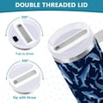 thumbnail image 3 of Yayeee 40oz Stainless Steel Tumbler with Straw and Handle Double-Wall Insulated Travel Water Bottle, Watercolor Shark Pattern, 3 of 8