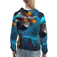 thumbnail image 7 of Honeii Modern Style Blue Parrot Pattern Womens Oversized Hoodies Long Sleeve Sweatshirts Pullover Fall Outfits with Pocket-X-Large, 7 of 7