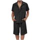 thumbnail image 1 of Mens Camisas Casual Color Sólido Bolsillo Cordón Shorts Set, Manga Corta Turndown Collar Camisa para la Primavera Y el Verano, 1 of 5