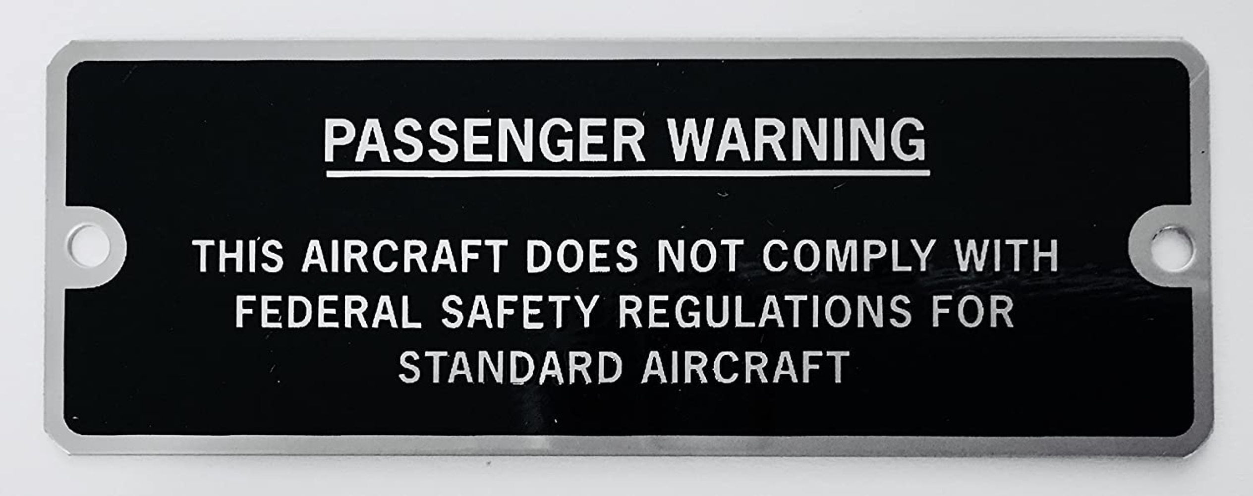 Amateur-Built Passenger Warning Experimental Aircraft Placard