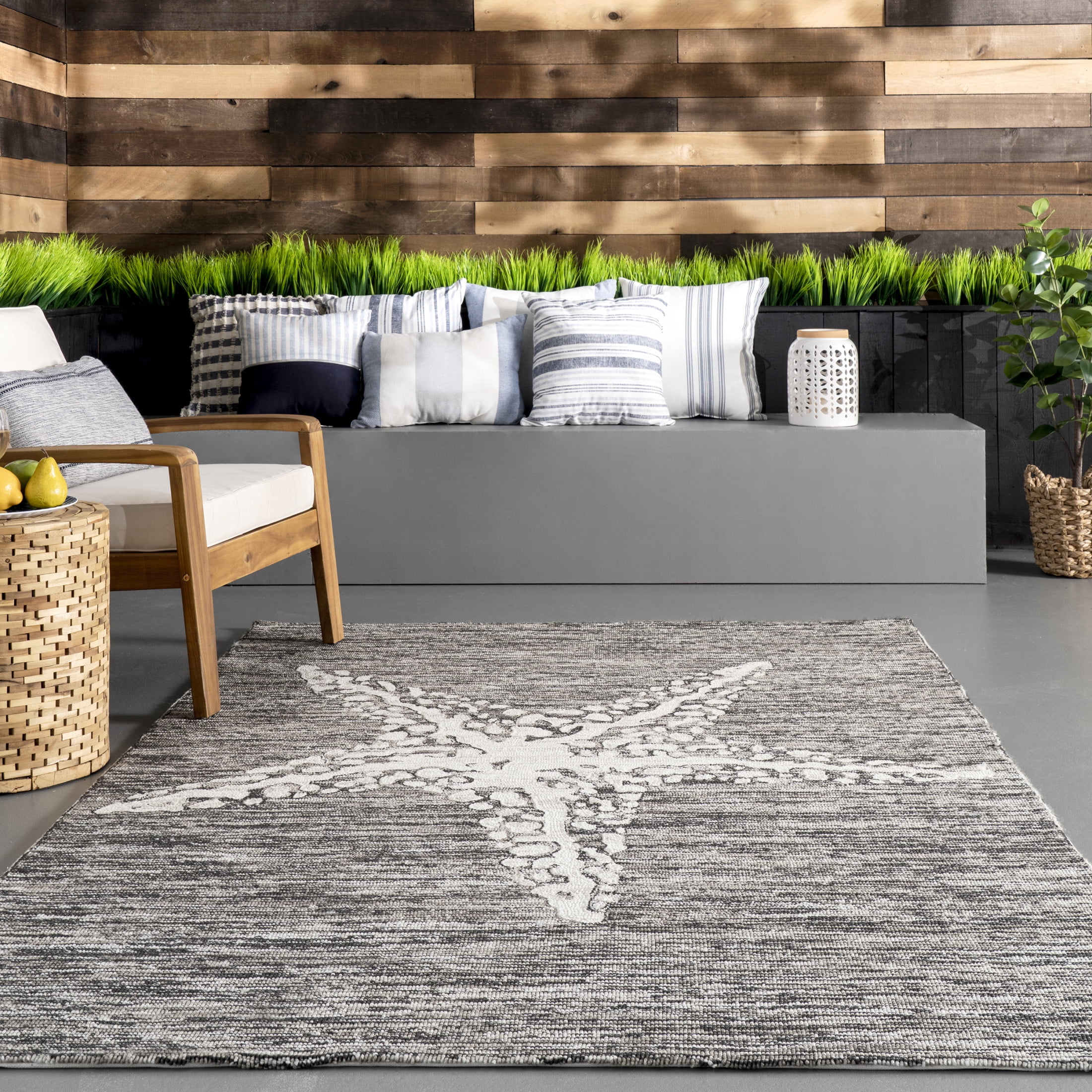 nuLOOM Hand Hooked Marine Indoor/ Outdoor Area Rug, 9' x 12', Marine Grey