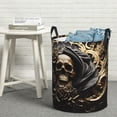 thumbnail image 6 of Sikiie Gold Rose Skull Print Round Dirty Clothes Basket, Waterproof Standing Foldable Storage Basket, for Laundry Room, Bedroom, Bathroom Storage-Small, 6 of 6