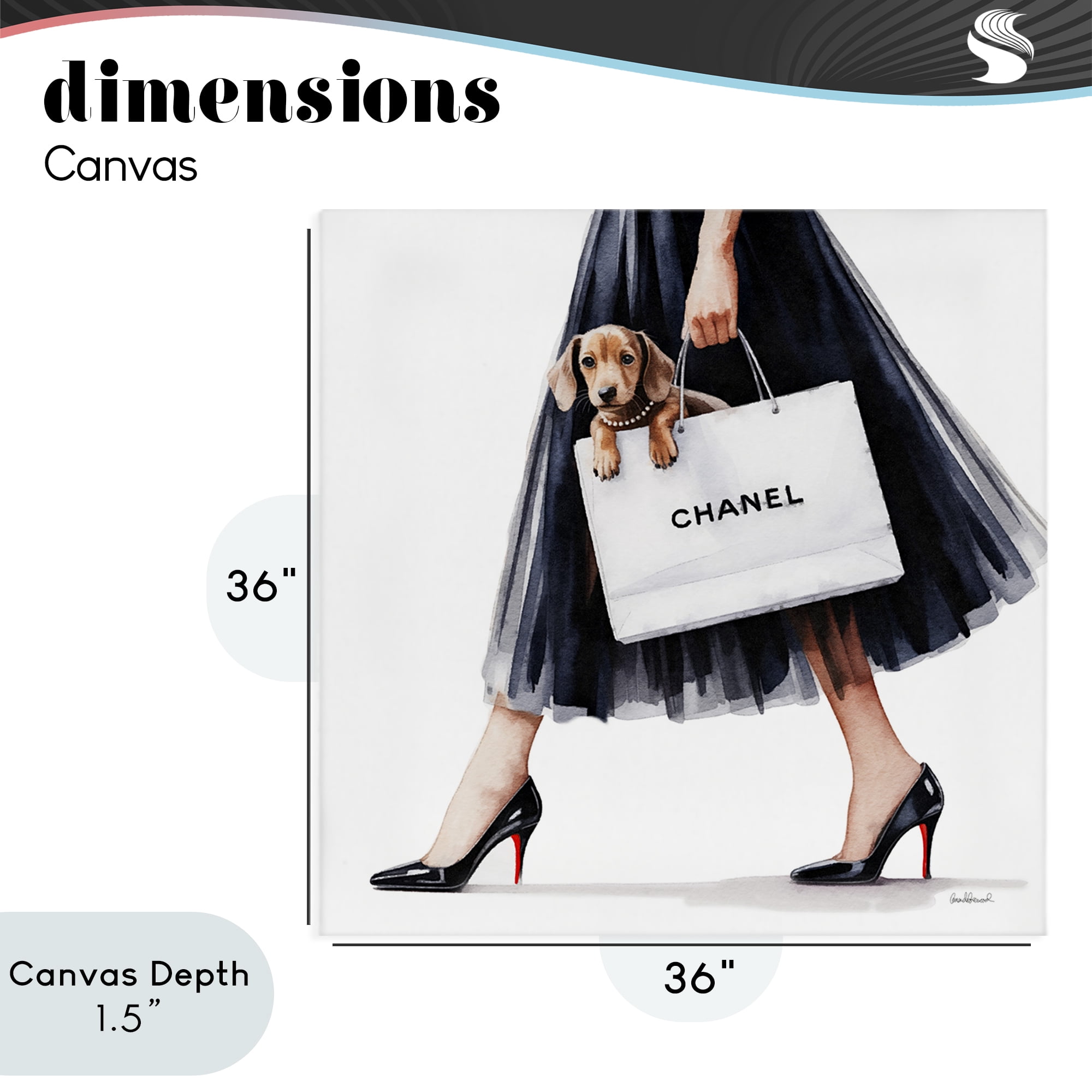 Stupell Industries Elegant Dog & Shopping Bag Canvas Wall Art, design by Amanda Greenwood