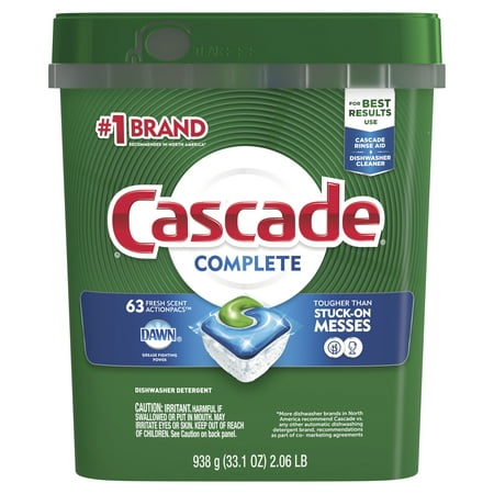 Cascade Complete Actionpacs, Dishwasher Detergent, Fresh Scent, 63 (Best Dishwasher Detergent For Well Water)