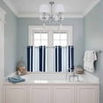 thumbnail image 3 of Navy Blue Kitchen Curtains Small Short 39 Inch Length, Modern White Geometric Vertical Stripes Grommet Top Bedroom Living Room Curtains, Light Filtering Cafe Curtain Drapes 2 Panels Set 55''x39'', 3 of 9