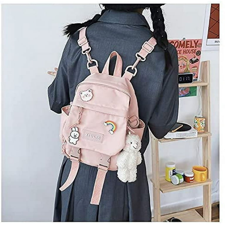 Korean Style Large Capacity Multifunctional White Nylon Backpack With Rose  Pattern, Simple And Casual, Suitable For Any Outfit, Double Shoulder Straps
