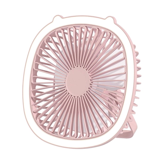 Pink Usb Rechargeable Desk Fan With Light Hanging Ceiling Fan 3 Wind Levels 1200Mah Portable Quiet High Velocity Compact Mesh Safe For Dorm Camping Office